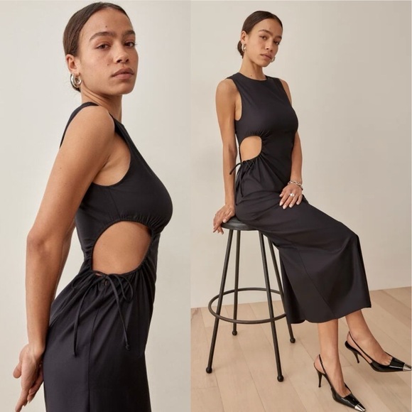REFORMATION Black Doria Dress 2 - Picture 1 of 8